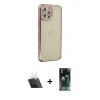 MARSİLYAN™- iPhone 12 Pro Kılıf Yörünge Koleksiyonu - Şeffaf 360 Full Body Arka Koruyucu + Kamera Lens Koruma Cam - SF