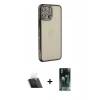 MARSİLYAN™- iPhone 12 Pro Kılıf Yörünge Koleksiyonu - Şeffaf 360 Full Body Arka Koruyucu + Kamera Lens Koruma Cam - SF
