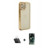 MARSİLYAN™- iPhone 12 Pro Kılıf Yörünge Koleksiyonu - Şeffaf 360 Full Body Arka Koruyucu + Kamera Lens Koruma Cam - SF