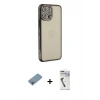 MARSİLYAN™- iPhone 12 Pro Kılıf Yörünge Koleksiyonu - Şeffaf Uv Polymer Nano Ekran Koruyucu + Shine Kamera Lens Koruma Cam - GI