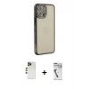 MARSİLYAN™- iPhone 12 Pro Kılıf Yörünge Koleksiyonu - Şeffaf Uv Polymer Nano Ekran Koruyucu + Shine Kamera Lens - GD