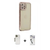 MARSİLYAN™- iPhone 12 Pro Kılıf Yörünge Koleksiyonu - Şeffaf Uv Polymer Nano Ekran Koruyucu + Shine Kamera Lens - GD