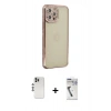 MARSİLYAN™- iPhone 12 Pro Kılıf Yörünge Koleksiyonu - Şeffaf Uv Polymer Nano Ekran Koruyucu + Shine Kamera Lens - GS
