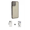 MARSİLYAN™- iPhone 12 Pro Kılıf Yörünge Koleksiyonu - Şeffaf Uv Polymer Nano Ekran Koruyucu + Shine Kamera Lens - GS