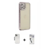 MARSİLYAN™- iPhone 12 Pro Kılıf Yörünge Koleksiyonu - Şeffaf Uv Polymer Nano Ekran Koruyucu + Shine Kamera Lens - GS