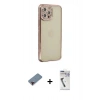 MARSİLYAN™- iPhone 12 Pro Kılıf Yörünge Koleksiyonu - Şeffaf Uv Polymer Nano Ekran Koruyucu + Metal Kamera Lens Koruma Cam - KI