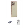 MARSİLYAN™- iPhone 12 Pro Kılıf Yörünge Koleksiyonu - Şeffaf Uv Polymer Nano Ekran Koruyucu + Renkli Kamera Lens Koruma Cam - MI