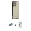 MARSİLYAN™- iPhone 12 Pro Kılıf Yörünge Koleksiyonu - Şeffaf Uv Polymer Nano Ekran Koruyucu + Renkli Kamera Lens Koruma Cam - MI