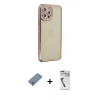 MARSİLYAN™- iPhone 12 Pro Kılıf Yörünge Koleksiyonu - Şeffaf Uv Polymer Nano Ekran Koruyucu + Metal Kamera Lens Koruma Cam - GS