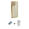 MARSİLYAN™- iPhone 12 Pro Kılıf Yörünge Koleksiyonu - Şeffaf Uv Polymer Nano Ekran Koruyucu + Metal Kamera Lens Koruma Cam - GS
