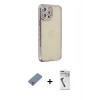 MARSİLYAN™- iPhone 12 Pro Kılıf Yörünge Koleksiyonu - Şeffaf Uv Polymer Nano Ekran Koruyucu + Metal Kamera Lens Koruma Cam - GS