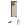 MARSİLYAN™- iPhone 12 Pro Kılıf Yörünge Koleksiyonu - Şeffaf Uv Polymer Nano Ekran Koruyucu + Renkli Kamera Lens Koruma Cam - PE