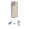 MARSİLYAN™- iPhone 12 Pro Kılıf Yörünge Koleksiyonu - Şeffaf Uv Polymer Nano Ekran Koruyucu + Shine Kamera Lens Koruma Cam - PE