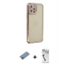 MARSİLYAN™- iPhone 12 Pro Kılıf Yörünge Koleksiyonu - Şeffaf Uv Polymer Nano Ekran Koruyucu + Shine Kamera Lens Koruma Cam - PE