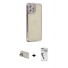 MARSİLYAN™- iPhone 12 Pro Kılıf Yörünge Koleksiyonu - Şeffaf Uv Polymer Nano Ekran Koruyucu + Rainbow Kamera Lens Koruma Cam - GD