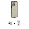MARSİLYAN™- iPhone 12 Pro Kılıf Yörünge Koleksiyonu - Şeffaf Uv Polymer Nano Ekran Koruyucu + Rainbow Kamera Lens Koruma Cam - GD