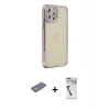 MARSİLYAN™- iPhone 12 Pro Kılıf Yörünge Koleksiyonu - Şeffaf Uv Polymer Nano Ekran Koruyucu + Renkli Kamera Lens Koruma Cam - SI