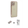 MARSİLYAN™- iPhone 12 Pro Kılıf Yörünge Koleksiyonu - Şeffaf Uv Polymer Nano Ekran Koruyucu + Shine Kamera Lens Koruma Cam - SABE