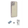 MARSİLYAN™- iPhone 12 Pro Kılıf Yörünge Koleksiyonu - Şeffaf Uv Polymer Nano Ekran Koruyucu + Shine Kamera Lens Koruma Cam - GS