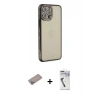 MARSİLYAN™- iPhone 12 Pro Kılıf Yörünge Koleksiyonu - Şeffaf Uv Polymer Nano Ekran Koruyucu + Shine Kamera Lens Koruma Cam - SABE