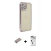 MARSİLYAN™- iPhone 12 Pro Kılıf Yörünge Koleksiyonu - Şeffaf Uv Polymer Nano Ekran Koruyucu + Shine Kamera Lens Koruma Cam - SABE