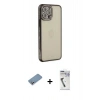 MARSİLYAN™- iPhone 12 Pro Kılıf Yörünge Koleksiyonu - Şeffaf Uv Polymer Nano Ekran Koruyucu + Shine Kamera Lens Koruma Cam - GS