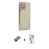 MARSİLYAN™- iPhone 12 Pro Kılıf Yörünge Koleksiyonu - Şeffaf Uv Polymer Nano Ekran Koruyucu + Shine Kamera Lens Koruma Cam - SH