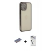 MARSİLYAN™- iPhone 12 Pro Kılıf Yörünge Koleksiyonu - Şeffaf Uv Polymer Nano Ekran Koruyucu + Renkli Kamera Lens Koruma Cam - TU