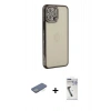 MARSİLYAN™- iPhone 12 Pro Kılıf Yörünge Koleksiyonu - Şeffaf Uv Polymer Nano Ekran Koruyucu + Renkli Kamera Lens Koruma Cam - YL