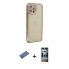 MARSİLYAN™- iPhone 12 Pro Kılıf Yörünge Koleksiyonu - Siyah 34D Hayalet Izgaralı Cam + Shine Kamera Lens Koruma Cam - GD