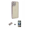 MARSİLYAN™- iPhone 12 Pro Kılıf Yörünge Koleksiyonu - Siyah 34D Hayalet Izgaralı Cam + Shine Kamera Lens Koruma Cam - SABE