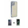 MARSİLYAN™- iPhone 12 Pro Kılıf Yörünge Koleksiyonu - Siyah 360 Mat Full Body Arka Koruyucu + Neon Fosforlu Kamera Lens - MI