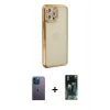 MARSİLYAN™- iPhone 12 Pro Kılıf Yörünge Koleksiyonu - Siyah 360 Mat Full Body Arka Koruyucu + Neon Fosforlu Kamera Lens - MI