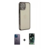 MARSİLYAN™- iPhone 12 Pro Kılıf Yörünge Koleksiyonu - Siyah 360 Mat Full Body Arka Koruyucu + Neon Fosforlu Kamera Lens - MI