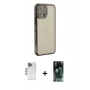 MARSİLYAN™- iPhone 12 Pro Kılıf Yörünge Koleksiyonu - Siyah 360 Mat Full Body Arka Koruyucu + Shine Kamera Lens - MI