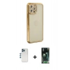 MARSİLYAN™- iPhone 12 Pro Kılıf Yörünge Koleksiyonu - Siyah 360 Mat Full Body Arka Koruyucu + Shine Kamera Lens - MI