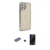 MARSİLYAN™- iPhone 12 Pro Kılıf Yörünge Koleksiyonu - Siyah 3D Antistatik Hayalet Cam Ekran Koruyucu + Renkli Kamera Lens Koruma Cam - MI