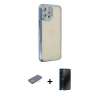 MARSİLYAN™- iPhone 12 Pro Kılıf Yörünge Koleksiyonu - Siyah 3D Antistatik Hayalet Cam Ekran Koruyucu + Renkli Kamera Lens Koruma Cam - SI