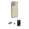 MARSİLYAN™- iPhone 12 Pro Kılıf Yörünge Koleksiyonu - Siyah 3D Antistatik Hayalet Cam Ekran Koruyucu + Renkli Kamera Lens Koruma Cam - SI