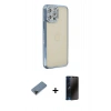 MARSİLYAN™- iPhone 12 Pro Kılıf Yörünge Koleksiyonu - Siyah 3D Antistatik Hayalet Cam Ekran Koruyucu + Shine Kamera Lens Koruma Cam - SH