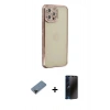 MARSİLYAN™- iPhone 12 Pro Kılıf Yörünge Koleksiyonu - Siyah 3D Antistatik Hayalet Cam Ekran Koruyucu + Shine Kamera Lens Koruma Cam - SH