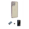 MARSİLYAN™- iPhone 12 Pro Kılıf Yörünge Koleksiyonu - Siyah 3D Antistatik Hayalet Cam Ekran Koruyucu + Shine Kamera Lens Koruma Cam - SH