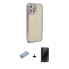 MARSİLYAN™- iPhone 12 Pro Kılıf Yörünge Koleksiyonu - Siyah 3D Antistatik Hayalet Cam Ekran Koruyucu + Shine Kamera Lens Koruma Cam - MI