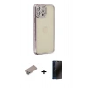 MARSİLYAN™- iPhone 12 Pro Kılıf Yörünge Koleksiyonu - Siyah 3D Antistatik Hayalet Cam Ekran Koruyucu + Shine Kamera Lens Koruma Cam - SABE