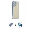 MARSİLYAN™- iPhone 12 Pro Kılıf Yörünge Koleksiyonu - Siyah 3D Antistatik Seramik Nano Ekran Koruyucu + Metal Kamera Lens Koruma Cam - AKYL