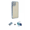 MARSİLYAN™- iPhone 12 Pro Kılıf Yörünge Koleksiyonu - Siyah 3D Antistatik Seramik Nano Ekran Koruyucu + Shine Kamera Lens Koruma Cam - GI