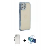 MARSİLYAN™- iPhone 12 Pro Kılıf Yörünge Koleksiyonu - Siyah 3D Antistatik Seramik Nano Ekran Koruyucu + Shine Kamera Lens - GS