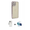 MARSİLYAN™- iPhone 12 Pro Kılıf Yörünge Koleksiyonu - Siyah 3D Antistatik Seramik Nano Ekran Koruyucu + Shine Kamera Lens - GS