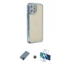 MARSİLYAN™- iPhone 12 Pro Kılıf Yörünge Koleksiyonu - Siyah 3D Antistatik Seramik Nano Ekran Koruyucu + Metal Kamera Lens Koruma Cam - MI
