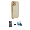 MARSİLYAN™- iPhone 12 Pro Kılıf Yörünge Koleksiyonu - Siyah 3D Antistatik Seramik Nano Ekran Koruyucu + Neon Fosforlu Kamera Lens - BZ
